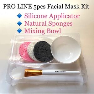 5/$15💥 5pcs Facial Mask Kit Skin Care Silicone Applicator Sponge Mix Bowl Set